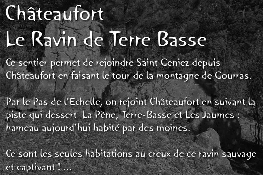 rav-terre-basse-00.jpg - Rando à partir de Châteaufort - Dénivellé: 800 m - Distance: 14 km - Durée: 5h30 - Difficulté: *** - Balisage: Rouge et blanc puis jaune - Cartographie: 3339 ET
