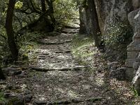 Plateau de Ganagobie  Ancien accès au plateau et au monastère depuis la vallée de la Durance - Vue sur la calade