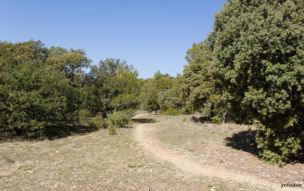 ganagobie-003-2.jpg - Sentier au centre du plateau qui sépare le pays vide du pays habité, conquis par le christianisme. En effet, Dieux ne mettait personne à sa gauche.