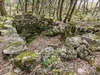 Plateau de Ganagobie (04)  Ruines hors les murs devant le rempart de Villevieille ...