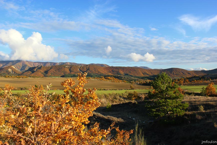 plateau-salignac-04web.jpg - Au plateau de Salignac - Vue vers le Sud.  Au loin au premier plan, la montagne de St Martin qui s'étends d'Ouest en Est jusqu'a St Symphorien. Au loin Vaumuse (1435m)