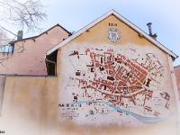 Gap  Plan de Gap en 1899 sur le pignon d'une maison de la rue Dominique Villars