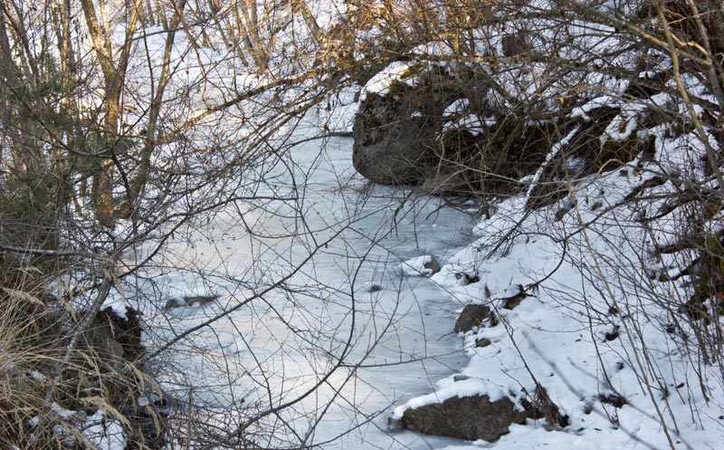 st-amand-45web.jpg - Ru gelé entre la ferme de Blacou et le Clot du Jay. D'autres photos de cette ballade sont visibles dans la galeries dédiée aux oratoires de Clamensane