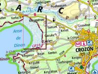 Crozon - Plage de Goulien  Situation géographique -Capture d'écran  IGN Géoportail