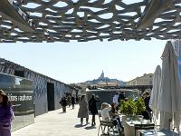 MUCEM Marseille  La terrasse du MUCEM. Au loin au centre, la Bonne Mère