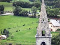Saint Vincent les Forts (Ht Alpes)  Le clocher de l'église (Nord)